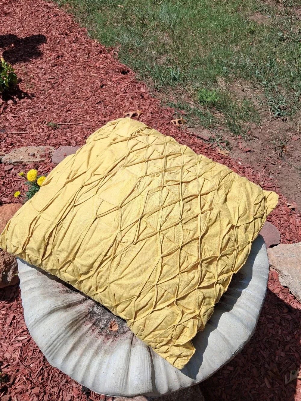 Yellow Textured Decorative Pillow - Unbranded